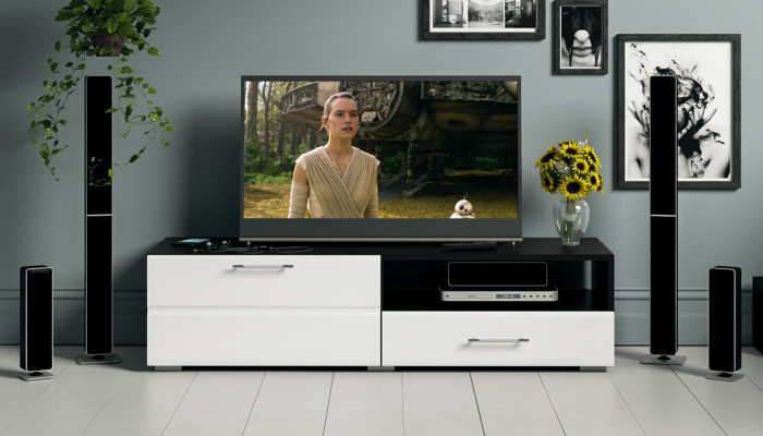 Тумба под ТВ Ларго 1, корпус венге/фасады МДФ белый глянец