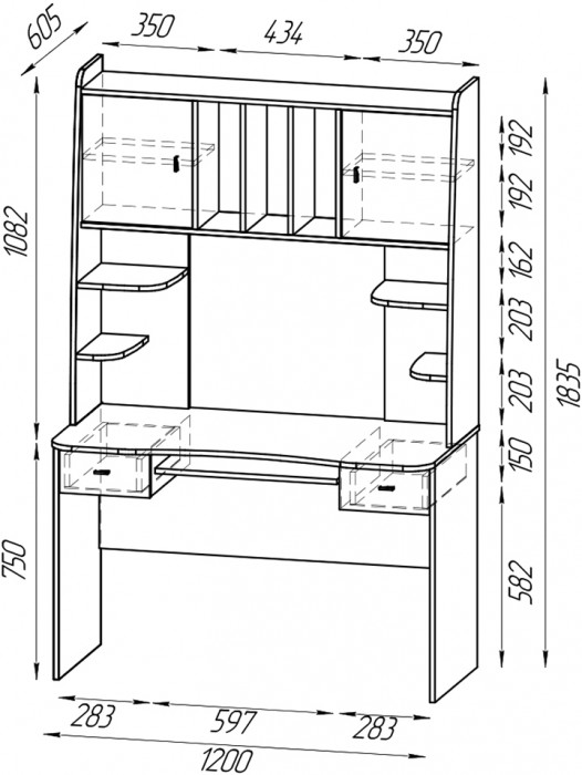 Два стола рабочих 6-0604дкс/граф Бета, дуб крафт серый/графит