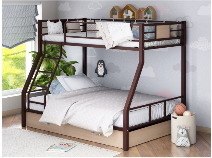 Двухъярусная кровать Гранада-1Я (Коричневый, Крем)