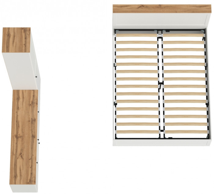 Остин 11.53 Кровать + ортопед + 13.227 Шкаф-пенал + 16.47 Тумба под ТВ, белый шагрень/дуб крафт золотой