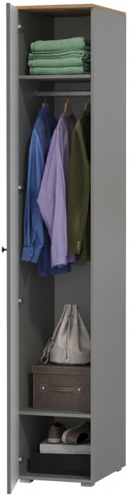 Остин 13.225 Шкаф-пенал, серый графит/дуб крафт золотой