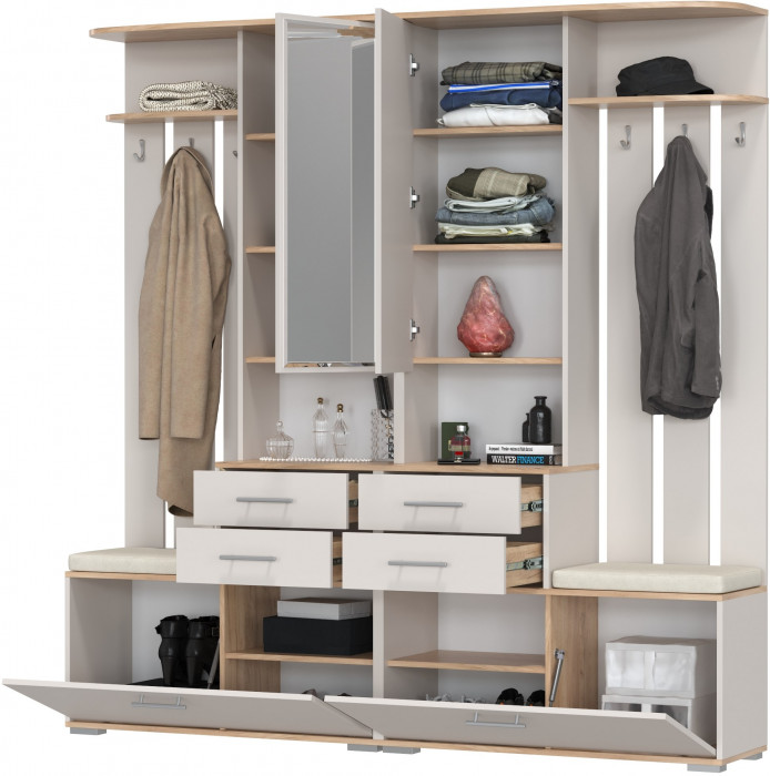 Два шкафа с вешалкой Домино 2-3431дкз/к.с, дуб крафт золотой/кашемир серый