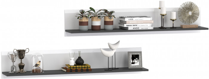 Сидней 16.486 Полка 2 штуки, цвет белый/чёрный, ШхГхВ размер каждой полки в отдельности: 129,9х21,6х24 см.