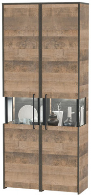 Трувор 13.205 Шкаф-пенал с витриной + 13.205 Шкаф-пенал с витриной, цвет дуб гранж песочный/интра, ШхГхВ 89,6х37х210 см., универсальная сборка