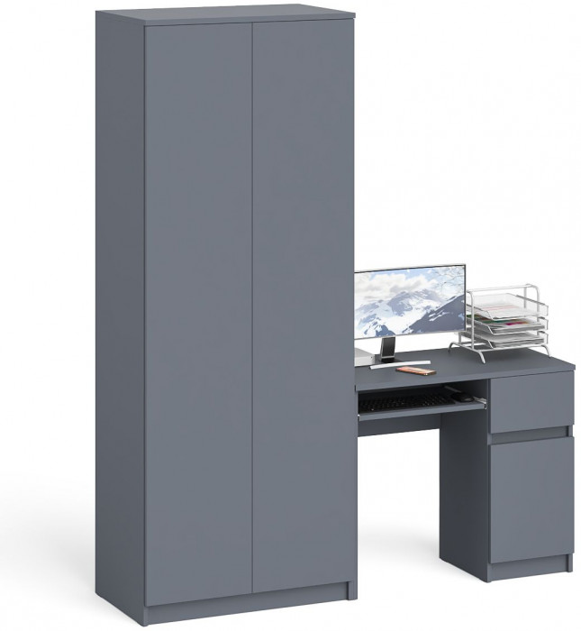 Мори компьютерный стол МС-1 правый + Шкаф МШ800.1, графит