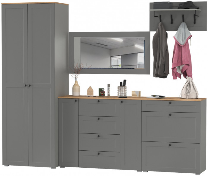 Остин Прихожая 59, серый графит/дуб крафт золотой