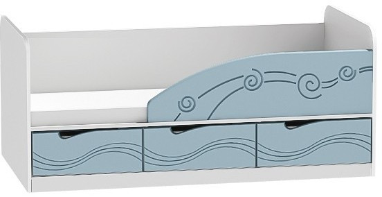 Кровать Бриз-4 80х160 Волна (Антарктида/Белый/Левый)