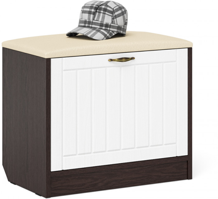 Прихожая П-6 Компоновка № 12, венге/фасады МДФ белое дерево фрезеровка прованс