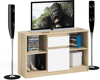 Мори Тумба ТВ МТВ1204.1, цвет дуб сонома/белый, ШхГхВ 120,4х41х73 см.