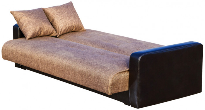 Раскладной диван-кровать, прямой, книжка, цвет коричневый экокожа/рогожка, Лондон 140х190