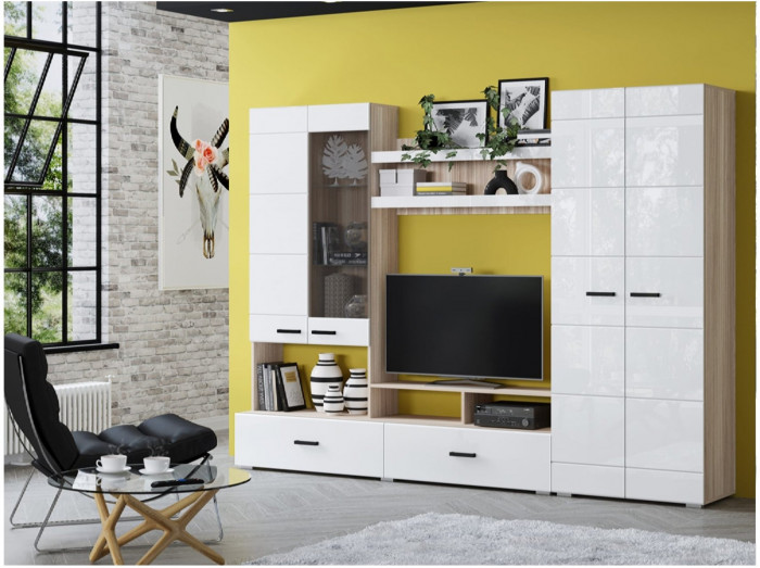 Гостиная Гамма-17 МДФ (Белый глянец, Венге)