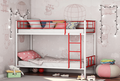 Двухъярусная кровать Севилья-2.01 комби (Оранжевый, Белый)