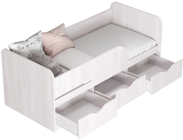 Кровать детская Стандарт КР-22, Ясень белый