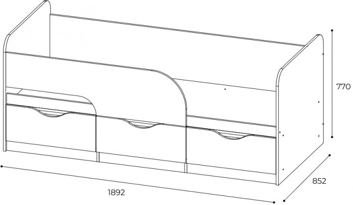 Кровать детская Стандарт КР-22, Ясень белый