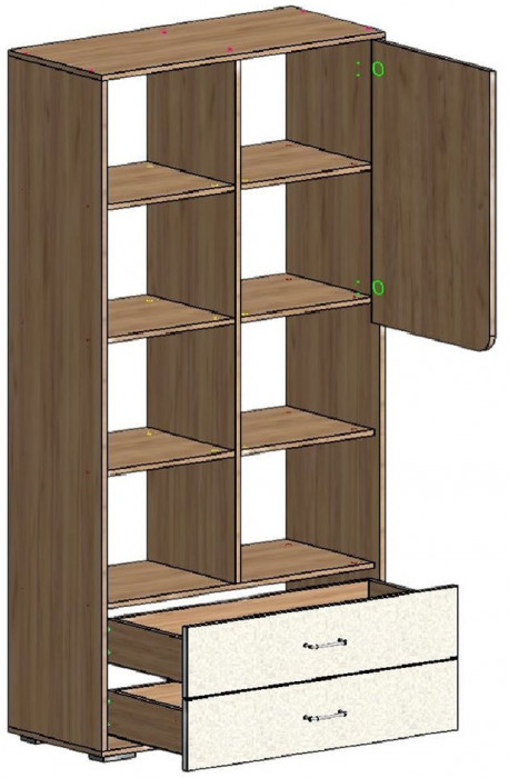 Дастин Шкаф открытый Дуб Крафт золотой / Белая Аляска