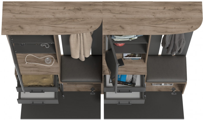 Два шкафа с вешалкой Домино 2-3431дкт/граф, дуб крафт табачный/графит