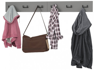 Октава 15.14.02 Вешалка + 15.14.02 Вешалка, цвет серый графит, ШхГхВ 129,4х4,7х15 см.