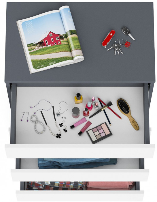 Мори Комод МК700.5, цвет графит/белый, ШхГхВ 70,4х41х114 см.