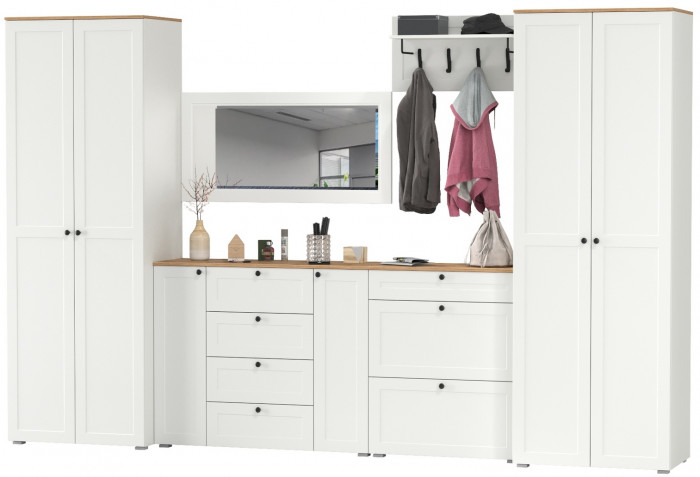 Остин Прихожая 60, белый шагрень/дуб крафт золотой