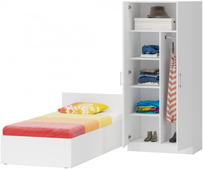 Кровать 0900 + Шкаф 2-х створчатый Стандарт, белый