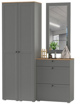 Остин Прихожая 34, цвет серый графит/дуб крафт золотой, ШхГхВ 160х54,3х229,6 см., универсальная сборка