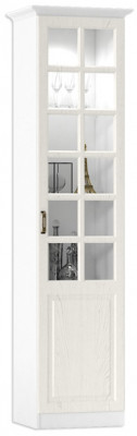 Ливерпуль Шкаф-витрина + карниз, ясень ваниль/белый