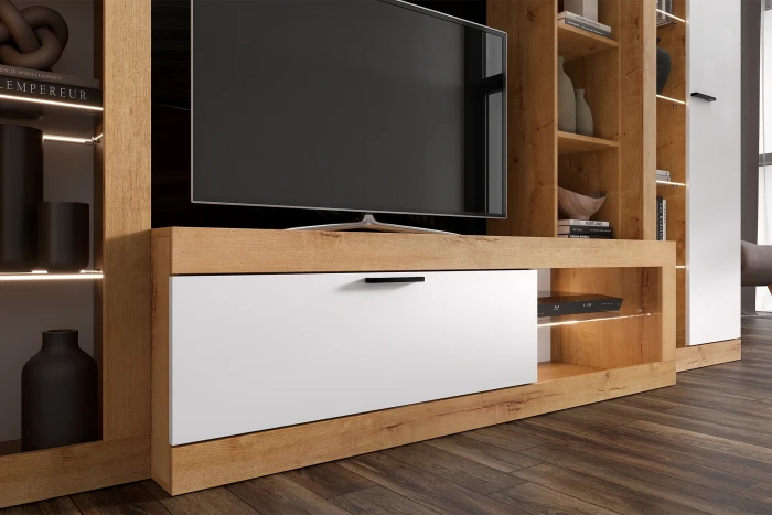 Прага Модульная Гостиная, вариант №4, вотан/Белый глянец