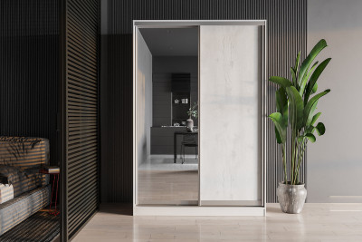 Шкаф-купе Мадрид, бетон пайн/белый