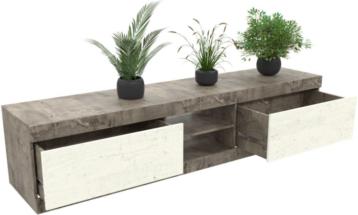 Тумба под ТВ для гостиной "Лондон" - Оникс/Бетон пайн светлый