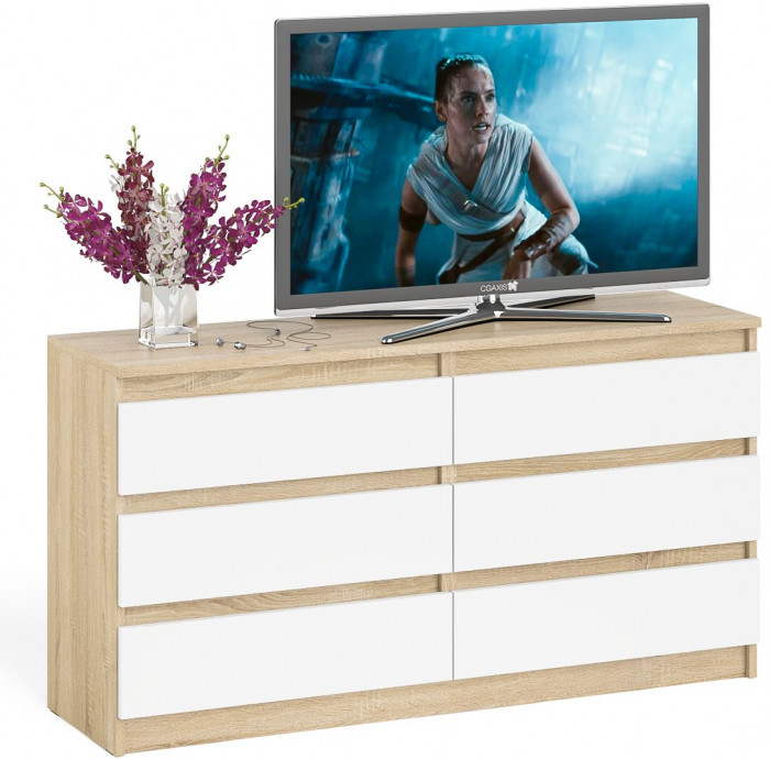 Мори Комод МК1380.6, дуб сонома/белый