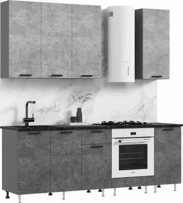 Кухня Рио NEW ЛДСП 2,2/900м (490), Компановка №2, Бетон светлый/Бетон темный, Графит
