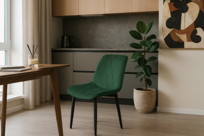 Стул "Оскар" черный матовый Томми 25 темно-зеленый