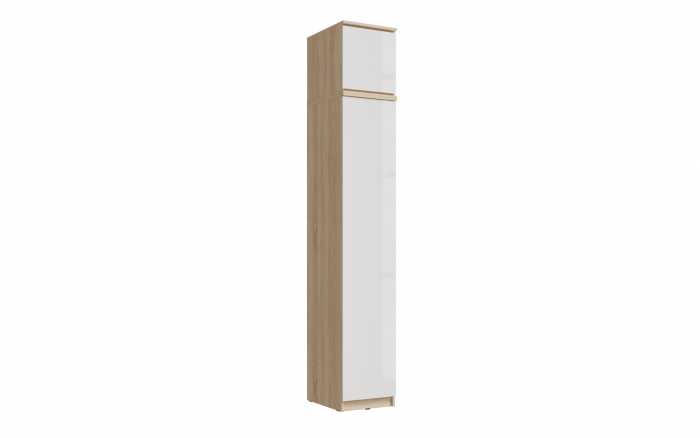 Челси Пенал 1 створка + антресоль 400 (Белый, Белый глянец)