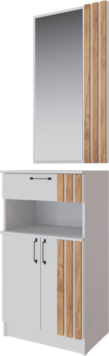 Модульная прихожая Кано, набор 1, Белый/Крафт золотой