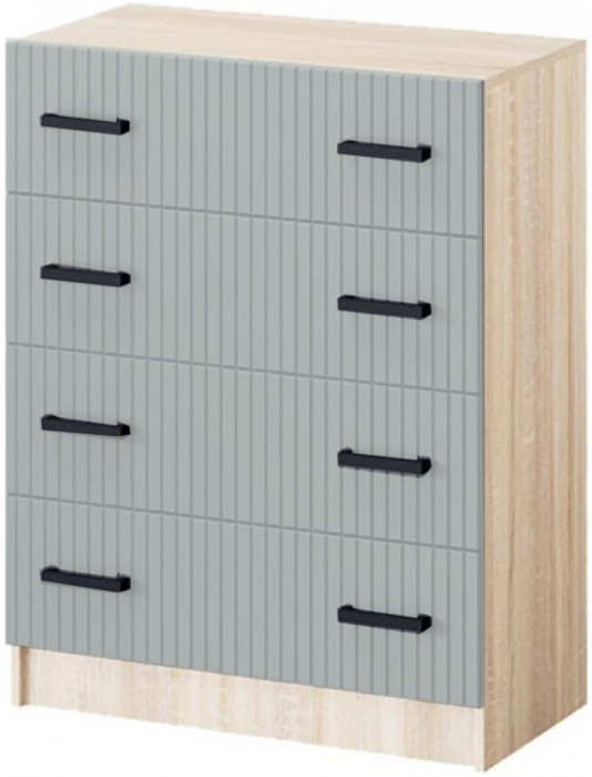 Карина-6 МДФ Комод 4 ящика (Графит, Дуб Сонома)