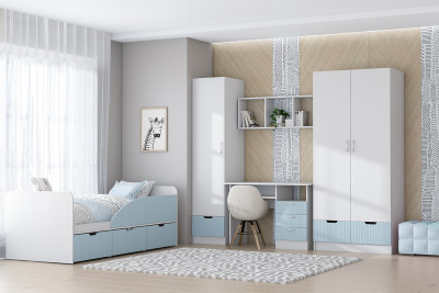 Детская комната Бриз МДФ, набор 10, Белый/Антарктида (Полосы)