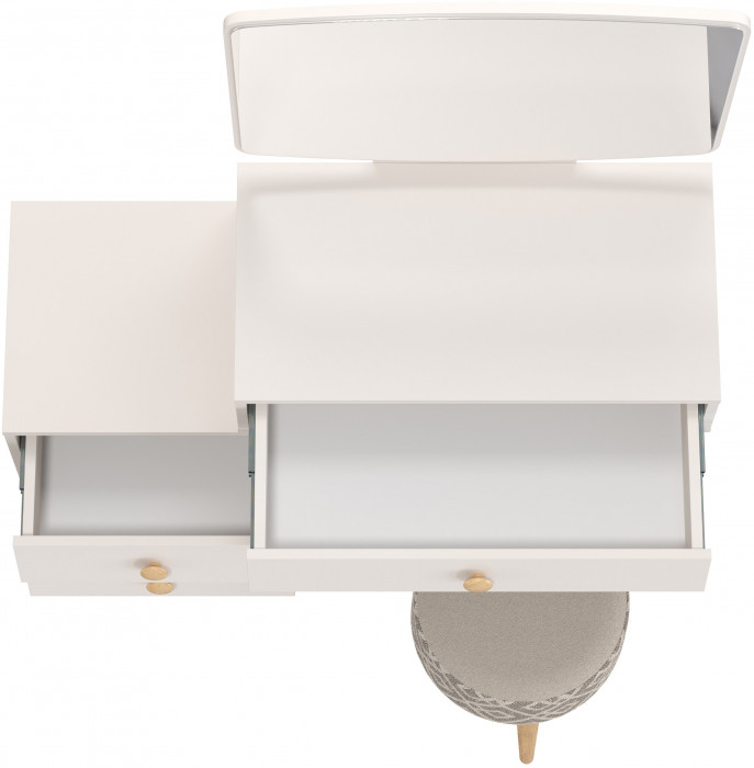 Афина Спальня 4-25901М1к.с. Трюмо + Банкетка 6-5132ТКсерая Юна, цвет кашемир серый/ткань серая, ШхГхВ 105х38,6х129 + 33х33х45 см., универс. сб.