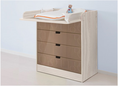 Бриз МДФ Комод раскладной (Квадрат/Ясень шимо светлый/Шоколад)