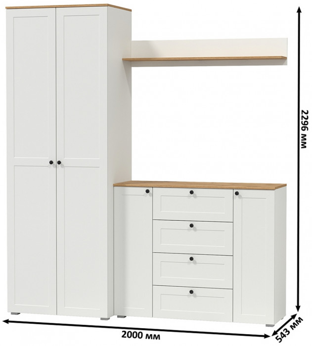 Остин Прихожая 62, белый шагрень/дуб крафт золотой