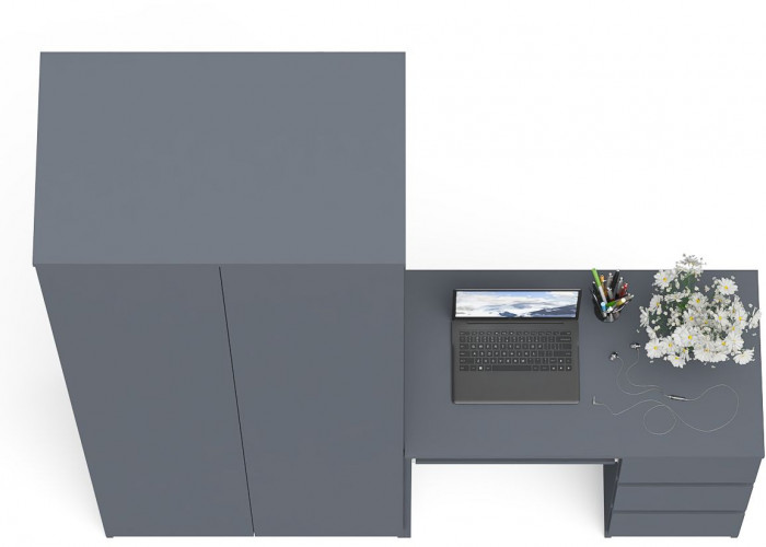 Мори Стол компьютерный МС-6 правый + Шкаф МШ800.1, цвет графит, ШхГхВ 170,4х50,4х209,6 см., выдвижные ящики справа, НЕ универсальная сборка