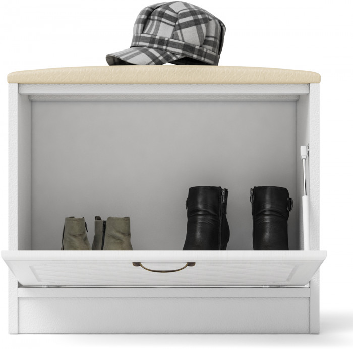 Прихожая П-6 Тумба, белая шагрень/фасады МДФ белое дерево фрезеровка ромб