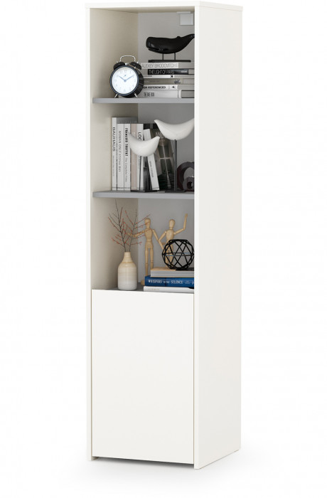 Торонто 12.149 Стол + 13.13 Шкаф комбинированный, белый шагрень/стальной серый