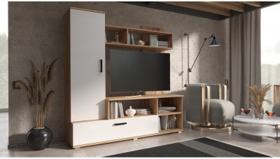 Гостиная Мини ЛДСП (Дуб крафт/ Белый Глянец)