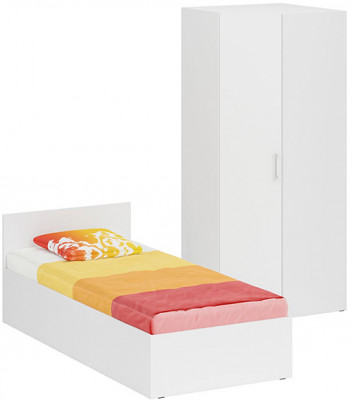 Кровать 0900 + угловой шкаф Стандарт, белый