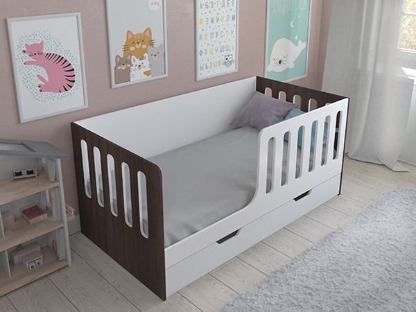 Кровать Астра 12 с ящиком Белый/Дуб Шамони