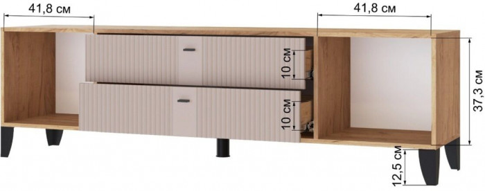 Тумба ТВ Парус-10 дуб крафт золотой/карбон латте