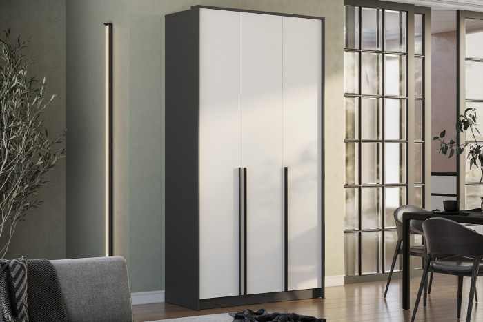 Шкаф трехстворчатый Шарм ШК-10, Графит, Белый