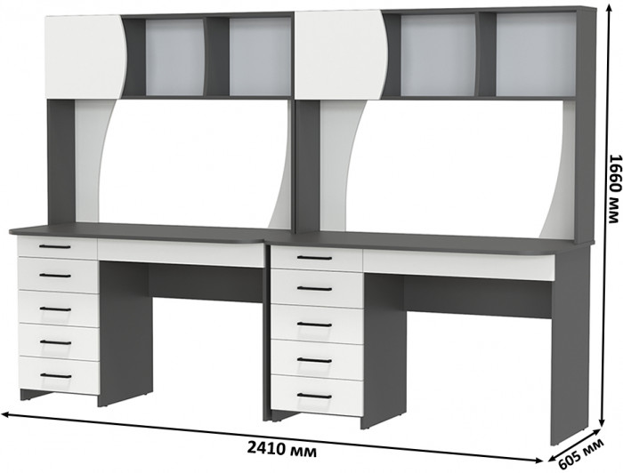 Два стола рабочих 6-0606граф/бел Сигма, графит/белый
