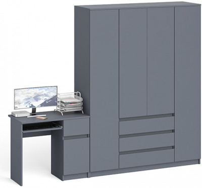 Мори компьютерный стол МС-1 правый + Шкаф МШ1600.1, графит