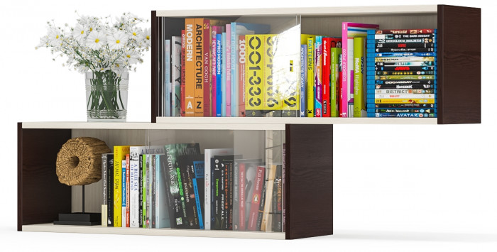 Две полки книжных С-МД-КН01, венге/дуб